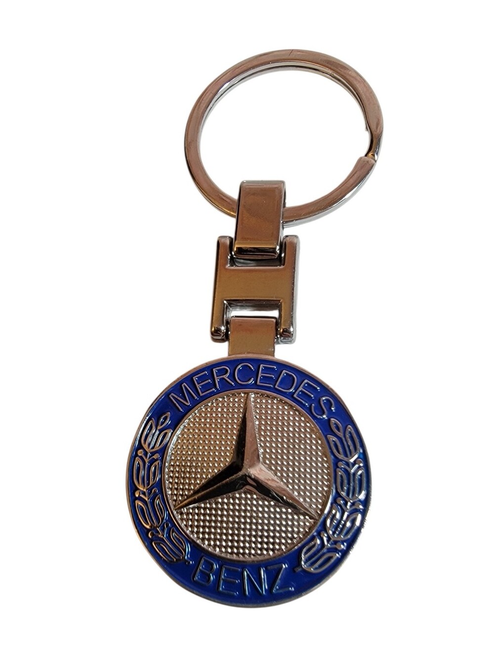 Mercedes Benz Metal Keychain Ring 3D Silver Design